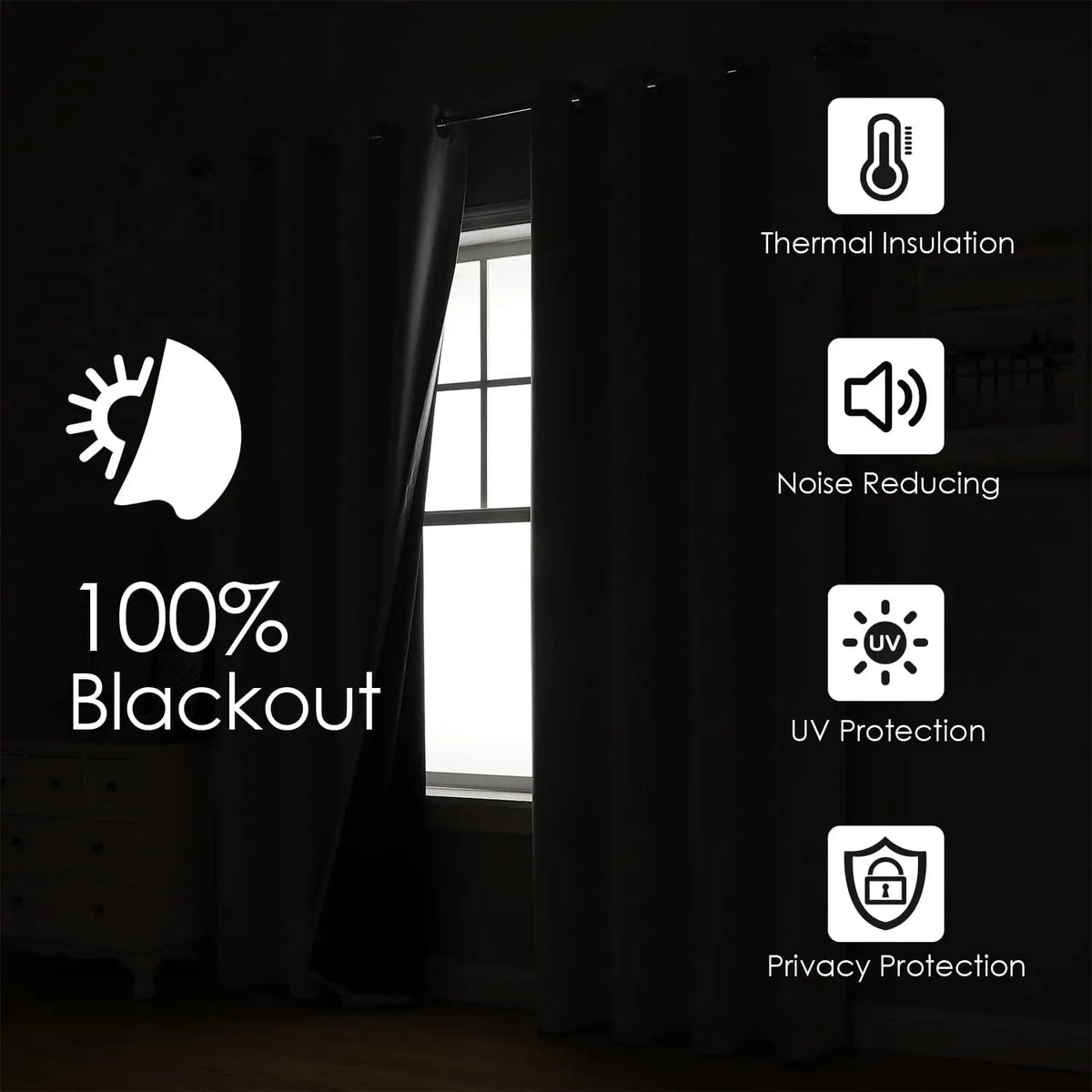 Blackout Curtains 100% Light Blocking Thermal Insulated Curtains